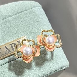 KRENOZ Gold-Plated Pearls Studded Floral Shaped Studs-6