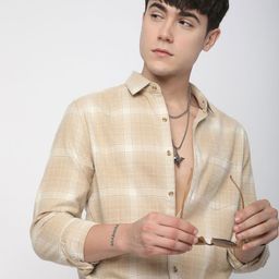 VASTRADO Men Classic Slim Fit Opaque Checked Casual Shirt-image-99
