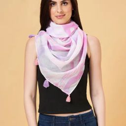 Honey by Pantaloons White & Pink Viscose Printed Scraf-image-81