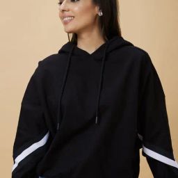 Globus Black Cotton Relaxed Fit Hoodie-image-73
