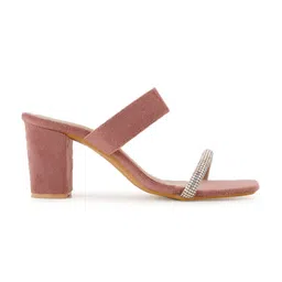ZENVO Embellished Open Toe Block Heels image 4