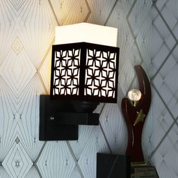 Gojeeva Black & White Textured Wooden Rectangle Shaped Wall Lamp-picture-34