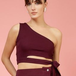 Oomph! Women One Shoulder Sleeveless Crop Top-image-9