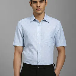 Louis Philippe Textured Spread Collar Pure Cotton Formal Shirt-picture-13