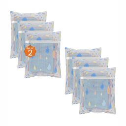 Aura 6Pcs White & Blue Dot-Printed Reusable Mesh Laundry Bags With Zipper-21