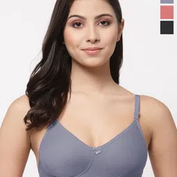 College Girl Bra Women Pack of 3 Full Coverage Seamless Non Padded T Shirt Bra-picture-21