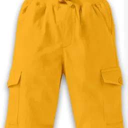 Kiddopanti Solid Cargo Shorts - Mustard Yellow-picture-48