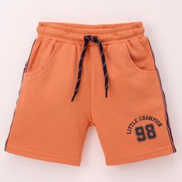 ToffyHoue Knee Length Shorts Text Print - Orange-picture-5