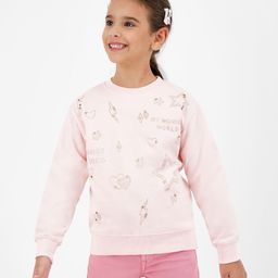 Primo Gino 100% Cotton French Terry Full Sleeves Sweatshirt with Heart Stars Print - Pink-picture-4