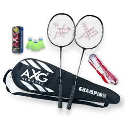 AXG New Goal Isometric Champion Tenacious Wide Body with Plastic Shuttles, Net and Cover Badminton Kit-picture-16