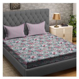 RRC Super Soft Brushed Microfiber Cotton King Size Bedsheet With 2 Pillow Cover - Pink-picture-33