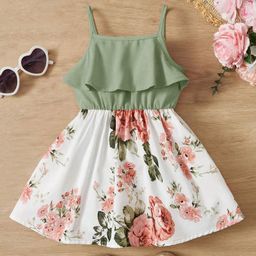 Bolly Lounge Sleeveless Ruffle Detailed Floral Printed Dress - Green-image-41