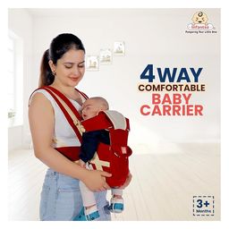 Infantso 4-Way Ergonomic Baby Carrier: Comfortable, Breathable, & Adjustable for 03-24 Months ( Wine Red)-image-32