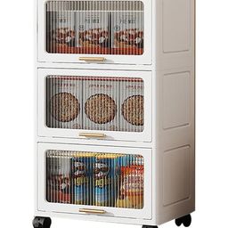 House of Quirk Foldable Storage Box,Closet Organizers and Storage,Plastic Storage Cabinet for Craft Toy Organizer,Stackable Storage Containers with Doors and Lids for Organization (3Layer 55cm White)-image-63