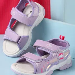 Cute Walk by Babyhug Velcro Closure Sandals with Text Applique - Purple-picture-7