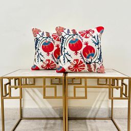 DIHIKA Red & White 2 Pieces Printed Square Cushion Covers-image-83