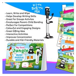 gowoo My First Jungle and Princess Busy Puzzle Book : Early Learning Binder book with Activities, Montessori Book with hook and loop, Sticker Activity Book for Early Learners | Combo of 2 Busy Puzzle Books image 4