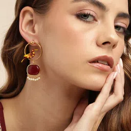 Anouk Gold-Plated Beaded Quirky Drop Earrings-11