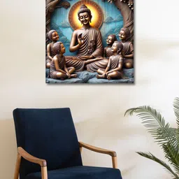 OLIVE TREE Copper-Toned & Blue Religious Printed Canvas Wall Art-30