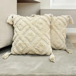Dolce Casa Off White Geometric Square Cushion Covers-49