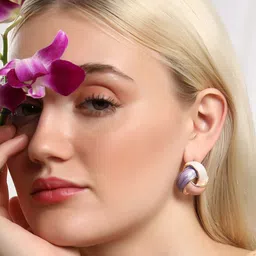 SOHI Gold Plated Contemporary Studs Earrings-image-88