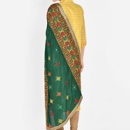 Dupatta Bazaar Green & Red Embroidered Dupatta image 5