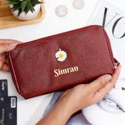 Cherry Red Personalized Daisy Charm Wallet For Women-image-44