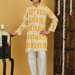 YK X Trampoline Boys Printed Regular Pure Cotton Kurta with Pyjamas-picture-10