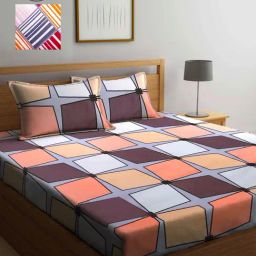 Klotthe Printed Multicolor 210 TC Cotton Blend King 2 Bed Sheets with 4 Pillow Covers-image-92