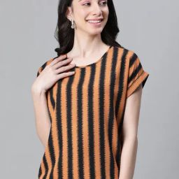 Oxolloxo Brown & Black Striped Top-image-60