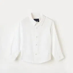 Blue Giraffe Boys White Cotton Shirt-picture-1