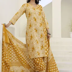 Anouk Women Floral Printed Cotton Kurta with Patiala & Dupatta-picture-26