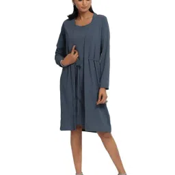 Office & You Blue Full Sleeves Jacket With Tie Knot-image-57