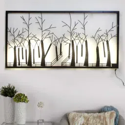 eCraftIndia Abstract Trees Forect View Handcrafted Iron Wall Hanging with background LED's-18