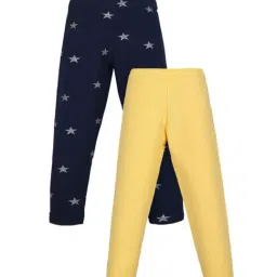 Plum Tree Kids Yellow & Navy Printed  Leggings (Pack of 2)-image-88
