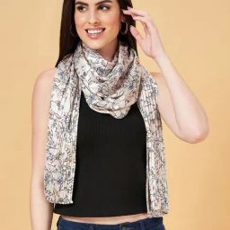 Honey by Pantaloons Off White Viscose Printed Scraf-image-1
