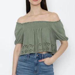 American Eagle Outfitters Olive Regular Fit Crop Top-picture-49