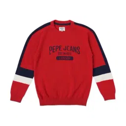 Pepe Jeans Kids Red Cotton Graphic Full Sleeves Sweater-picture-42