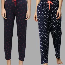 Kryptic Blue Printed Pure Cotton Elasticated Waist Band Regular Fit Pyjamas - Pack of 2-picture-18