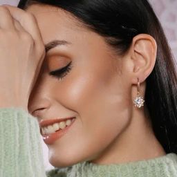 Aatmana Rose Gold Statement AD Studded Floral Drop Earring image 2