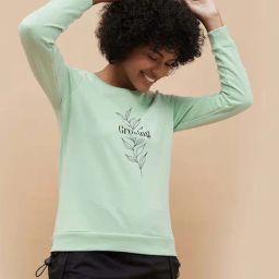 Fame Forever by Lifestyle Green Cotton Printed Sweatshirt-image-52