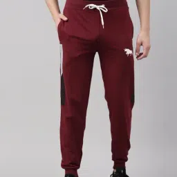 Maroon Cotton Regular fit Solid Joggers-image-78