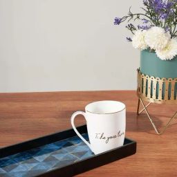 Living Scapes by Pantaloons White & Gold Bone China Mug (300ml)-21