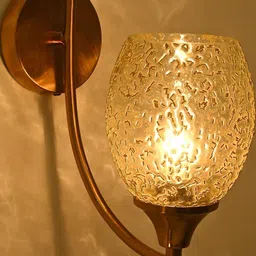 SOMIL White & Gold-Toned Printed Glass Cylinder Shaped Wall Lamp-22