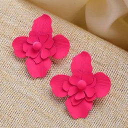 Karatcart Pink Floral Stud Earrings For Women-1