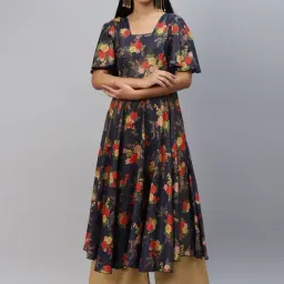 Poshak Hub Blue Printed Fit and Flare Kurta-picture-35