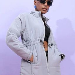 Campus Sutra Grey Quilted Pattern Jacket-image-29