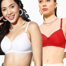 Leading Lady White & Red Full Coverage T-Shirt Bra - Pack of 2-picture-1