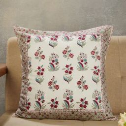 Fabindia Gulbagh Multicolor Cotton Printed Cushion Cover-image-58