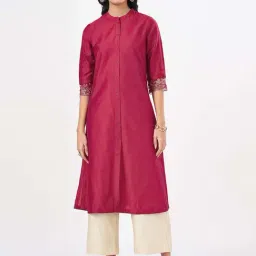Rangmanch by Pantaloons Pink A Line Kurta-image-1